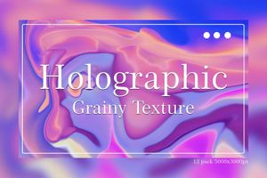 CreativeMarket - Holographic Grainy Backgrounds - Vector Holographic Grainy Backgrounds poster