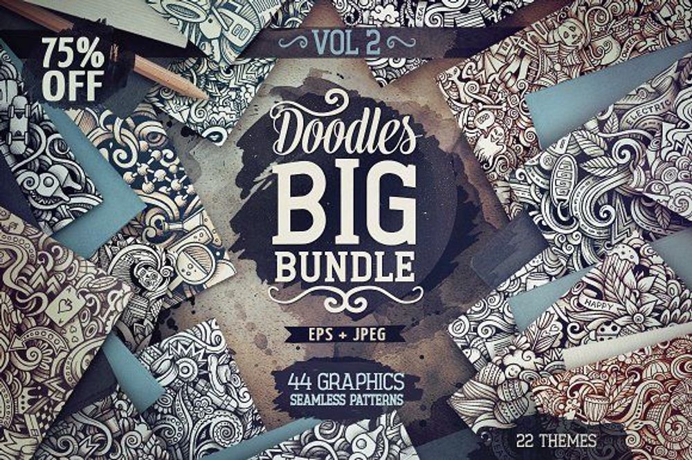 CreativeMarket - Big Doodle Patterns Bundle #2 poster