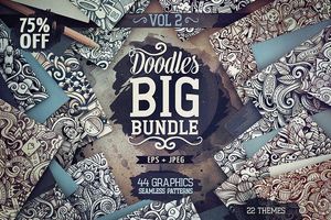 CreativeMarket - Big Doodle Patterns Bundle #2 poster