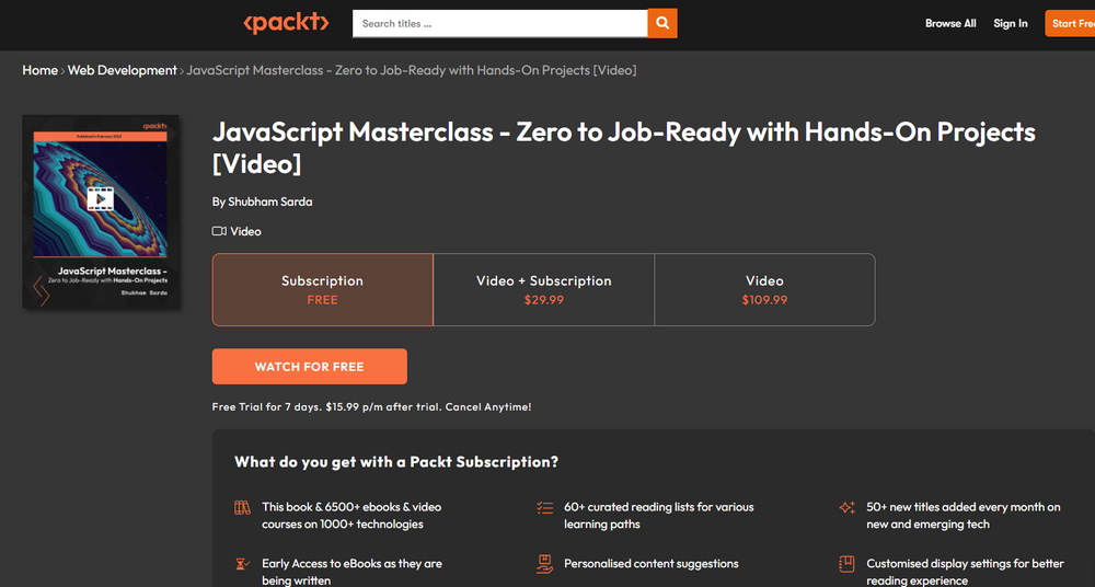 PacktPub - JavaScript Masterclass - Zero to Job-Ready with Hands-On Projects poster
